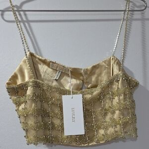 Lurelly Gold Embellished Crop Top